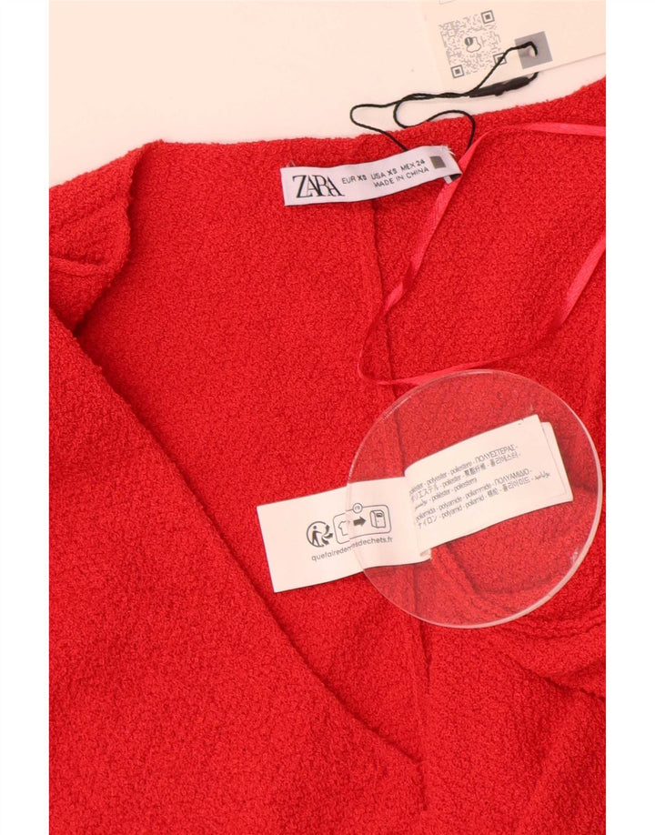 Zara Γυναικείο Oversized Top 3/4 μανίκι UK 6 XS Red Polyester