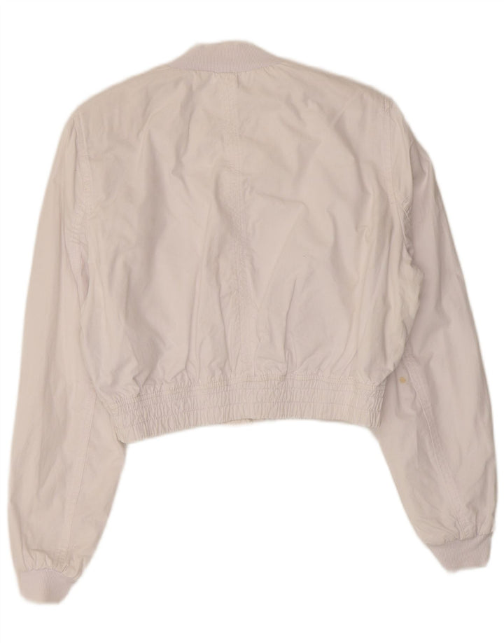 Zara Γυναικείο Oversized Bomber Jacket UK 10 Small White Cotton