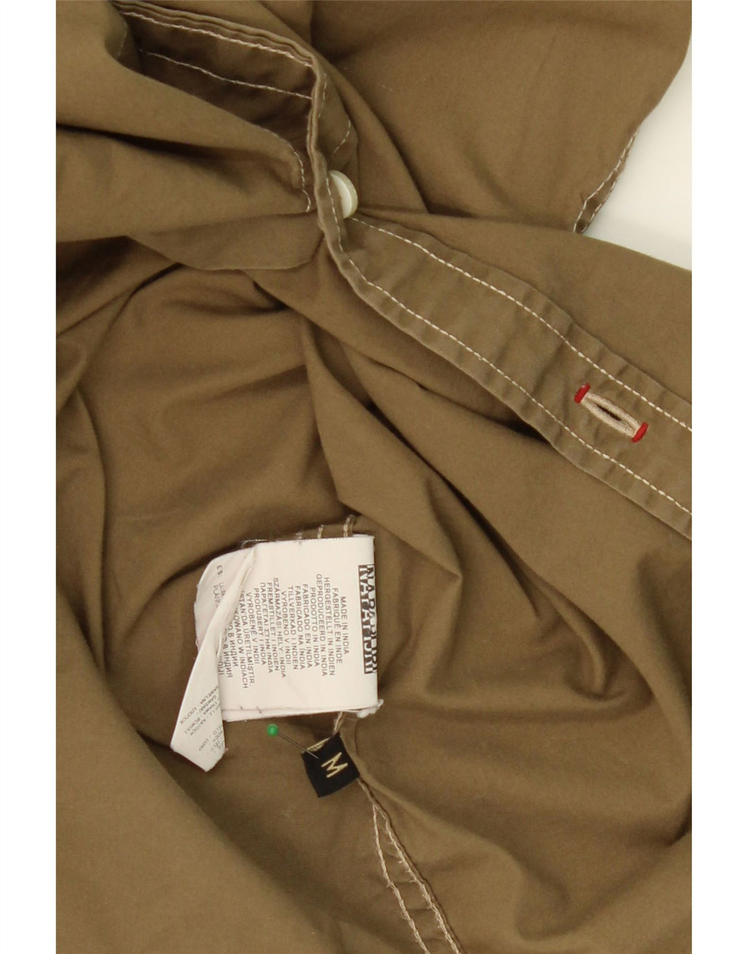 NAPAPIJRI Mens Short Sleeve Shirt Medium Khaki Cotton Vintage Napapijri and Second-Hand Napapijri from Messina Hembry 