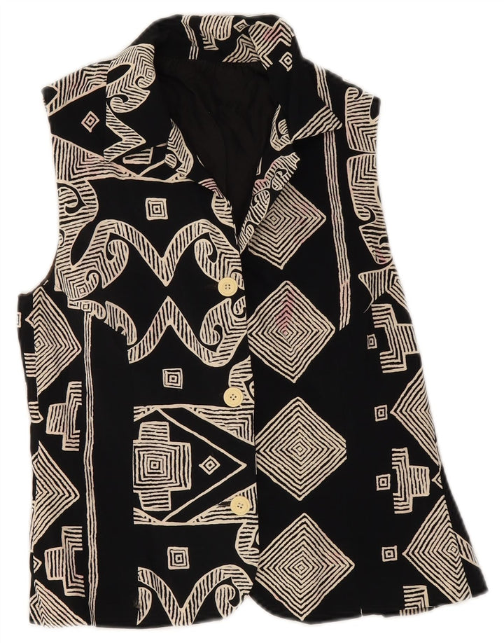 Vintage Γυναικείο Γιλέκο UK 8 Small Black Geometric