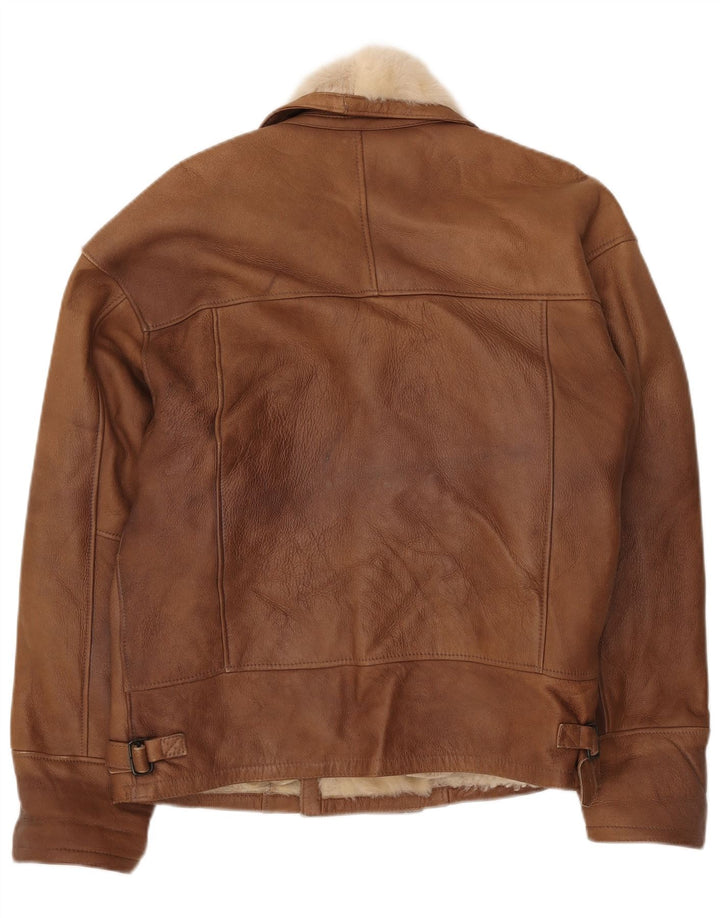 Vintage Ανδρικό Διπλό Μπουφάν Shearling UK 40 Large Brown Colorblock
