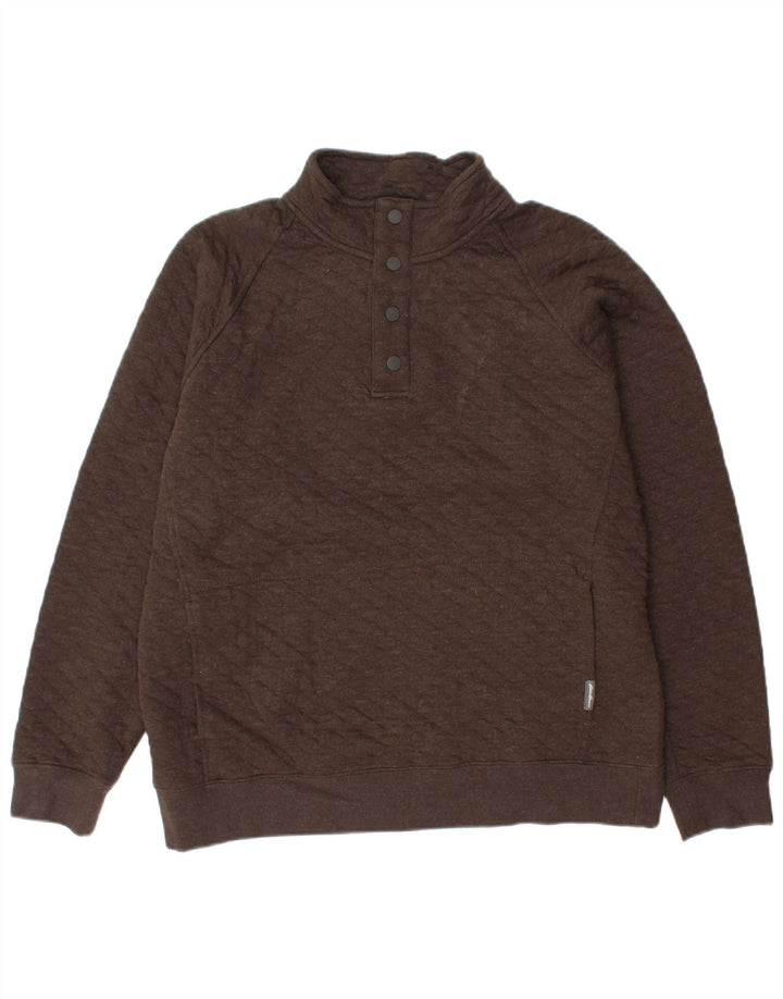 EDDIE BAUER Ανδρικό φούτερ με λαιμό με κουμπιά, μεσαίο καφέ βαμβακερό