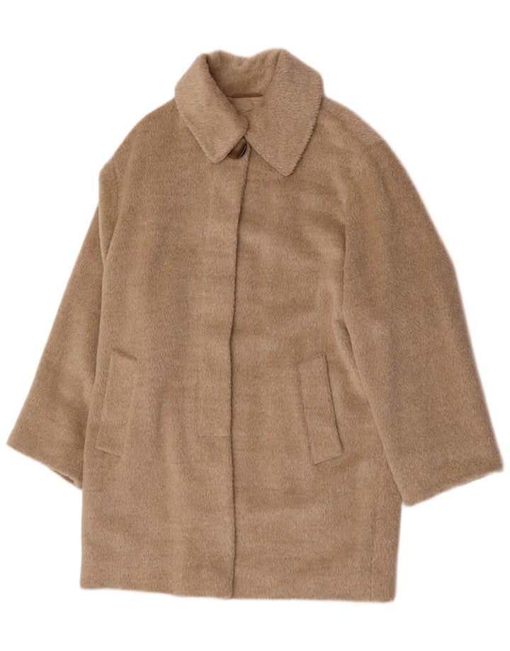 Vintage Γυναικείο Oversized Πανωφόρι UK 12 Medium Beige Wool