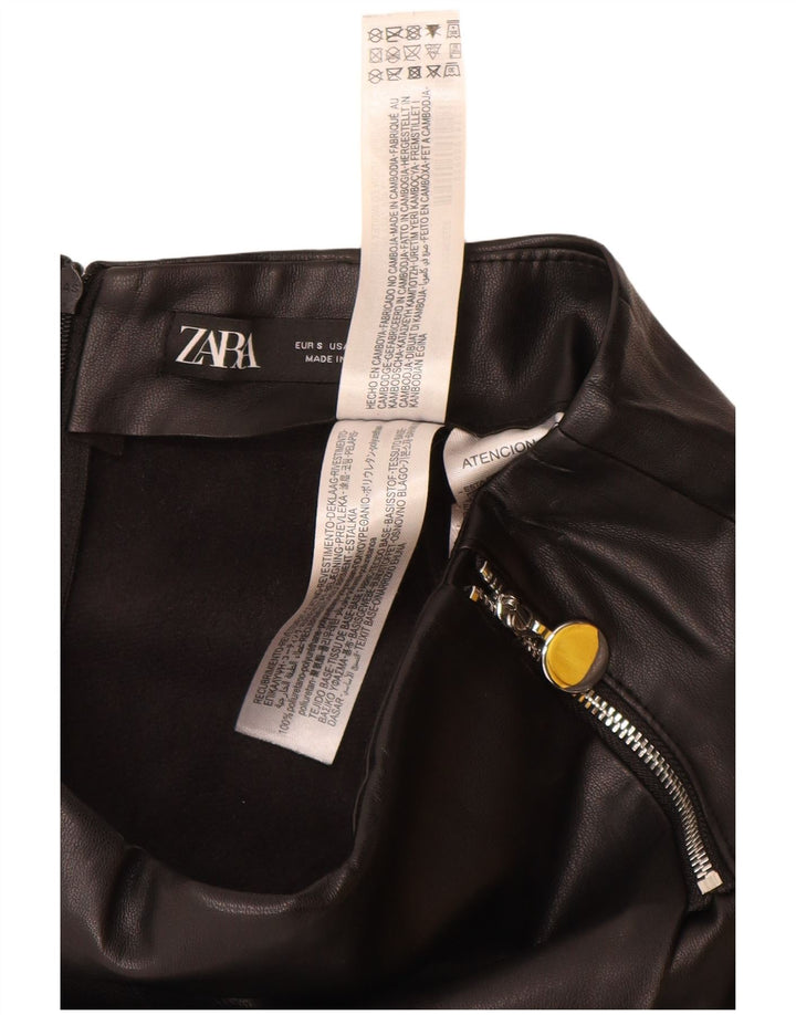 Γυναικείο σορτς ZARA από συνθετικό δέρμα casual Small W26 μαύρο πολυουρεθάνης