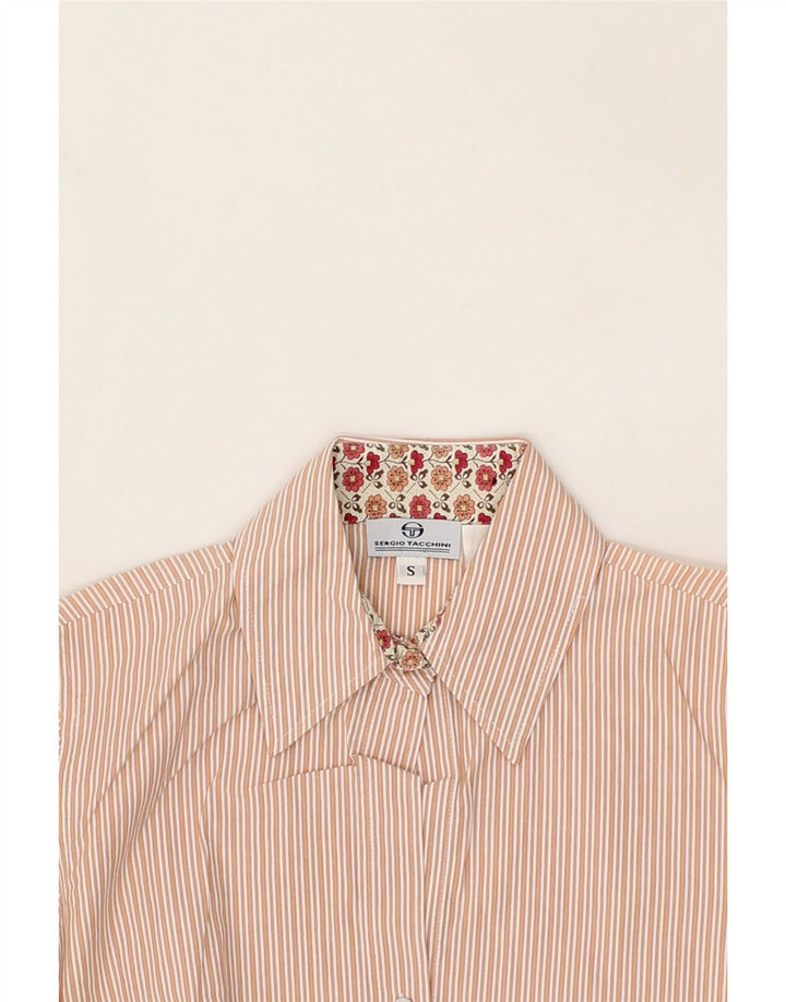SERGIO TACCHINI Womens Shirt UK 10 Small Pink Striped Vintage Sergio Tacchini and Second-Hand Sergio Tacchini from Messina Hembry 