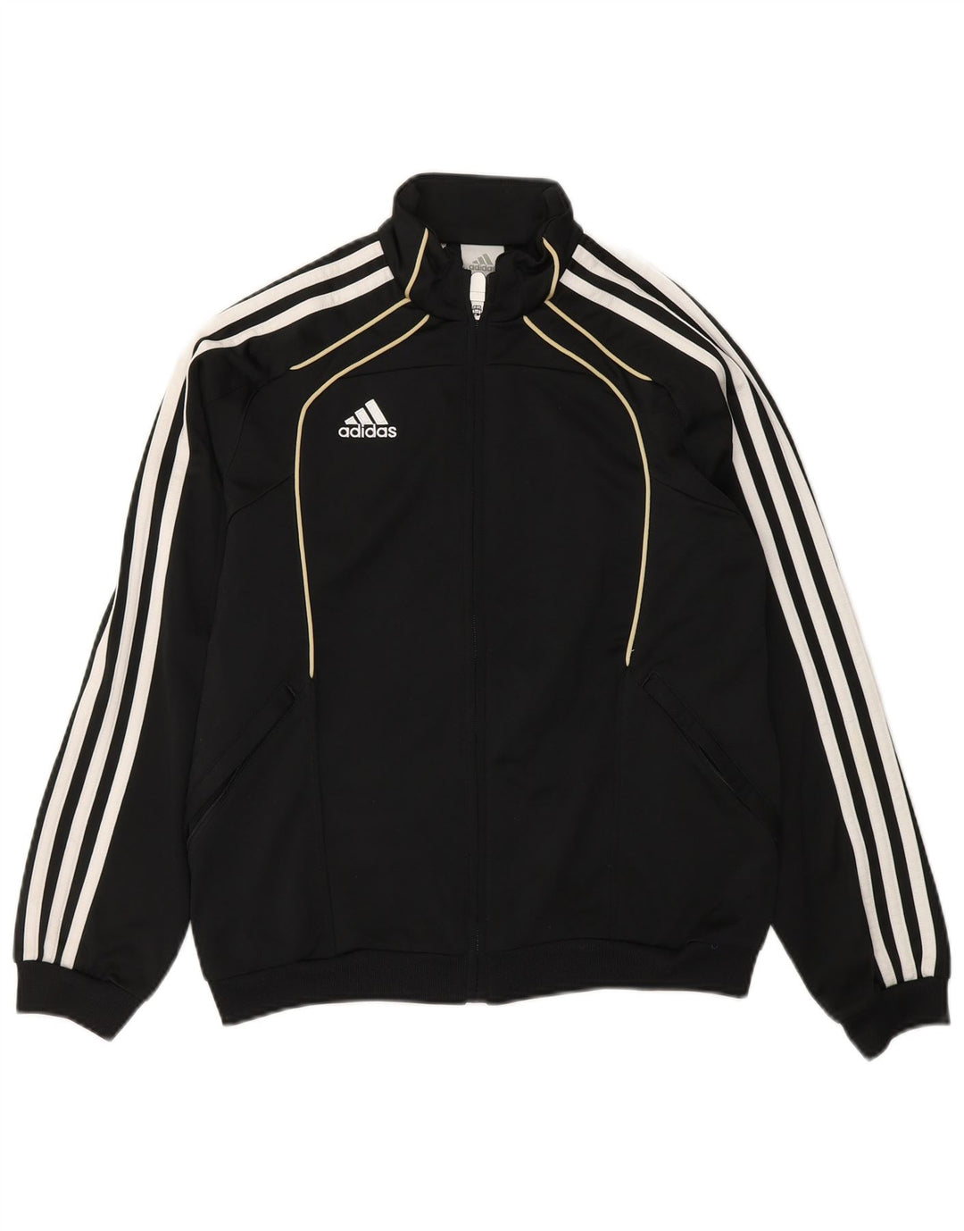 ADIDAS Boys Tracksuit Top Jacket 11-12 Years Black Polyester