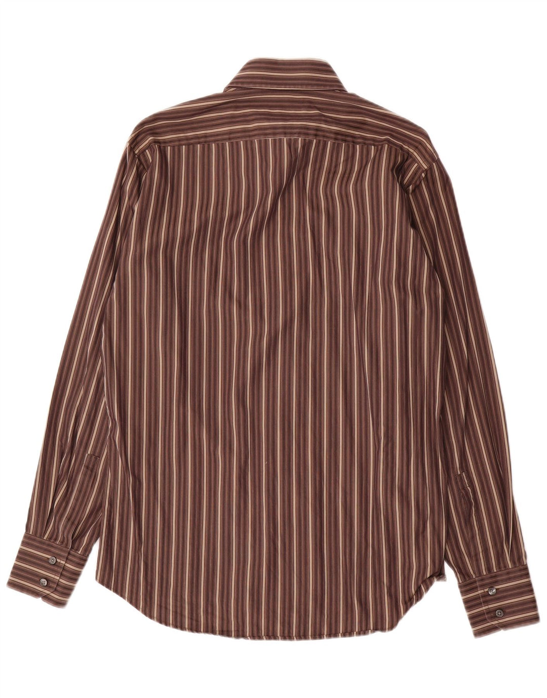 Ανδρικό πουκάμισο Hugo Boss νούμερο 39 15 /2 Μεσαίο καφέ ριγέ βαμβακερό