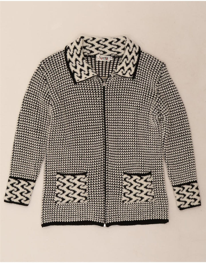 Vintage Γυναικεία Ζακέτα UK 14 Medium Grey Geometric