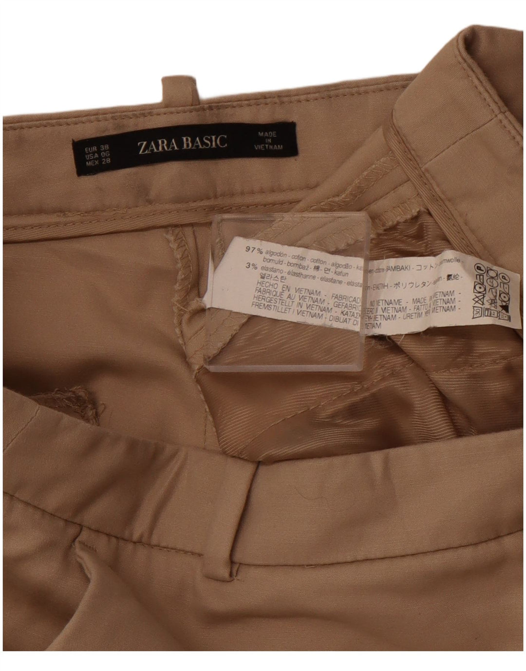 ZARA Γυναικείο κωνικό παντελόνι Chino EU 38 Small W28 L25 Καφέ βαμβακερό