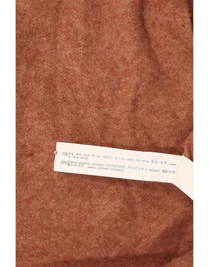 Zara Γυναικείο Longline Ανοιχτό Ζακέτα UK 14 Medium Beige Wool