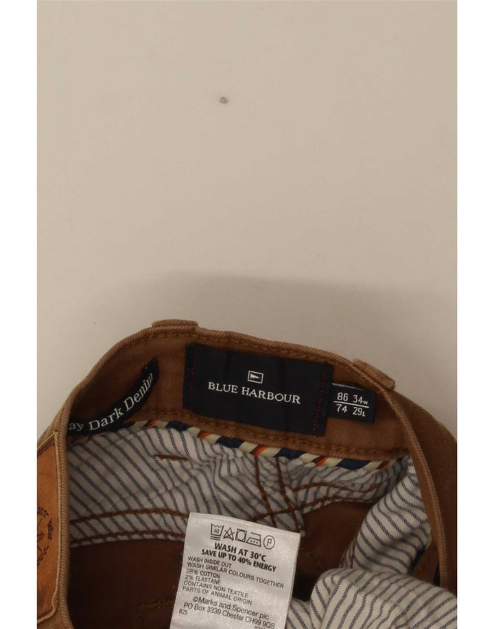 Marks & Spencer Ανδρικό Τζιν Μπλε Harbor Straight W34 L29 Καφέ βαμβακερό