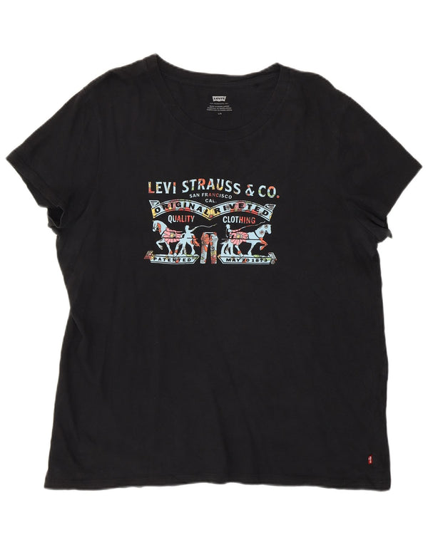 Γυναικείο γραφικό T-Shirt Levi's Top UK 16 Large Black