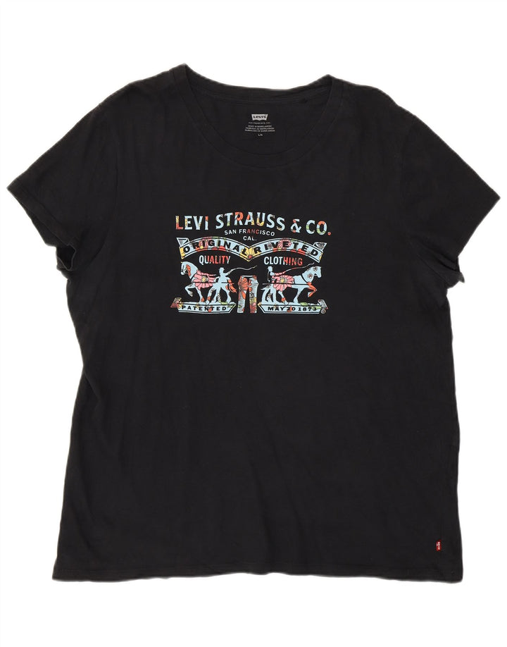 Γυναικείο γραφικό T-Shirt Levi's Top UK 16 Large Black