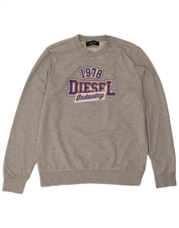 Diesel ανδρικό γραφικό φούτερ Jumper Μεγάλο γκρι βαμβακερό