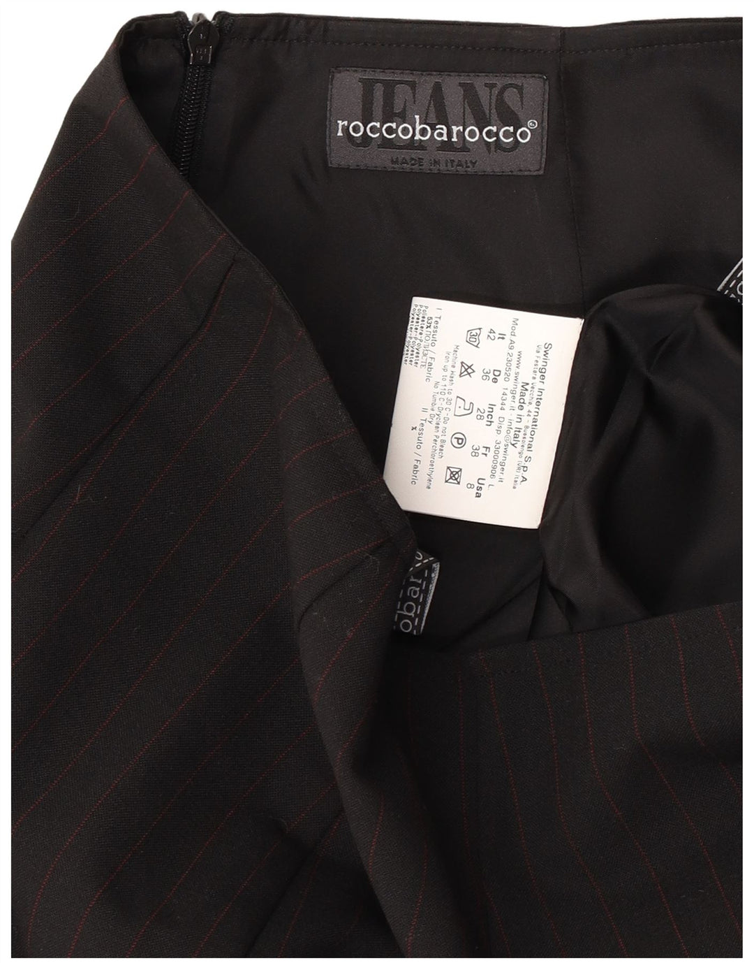 Roccobarocco Γυναικεία Pencil Φούστα IT 42 Medium W26 Black Pinstripe