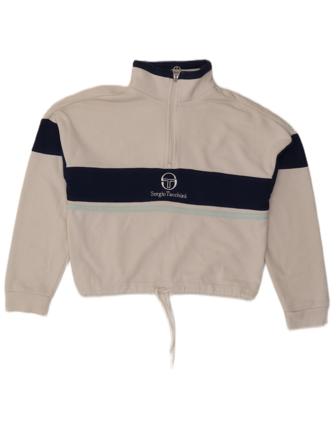 SERGIO TACCHINI Γυναικείο υπερμεγέθη Crop φούτερ Jumper UK 6 XS Λευκό