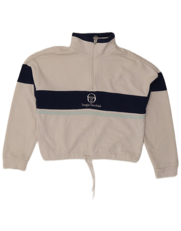 SERGIO TACCHINI Γυναικείο υπερμεγέθη Crop φούτερ Jumper UK 6 XS Λευκό