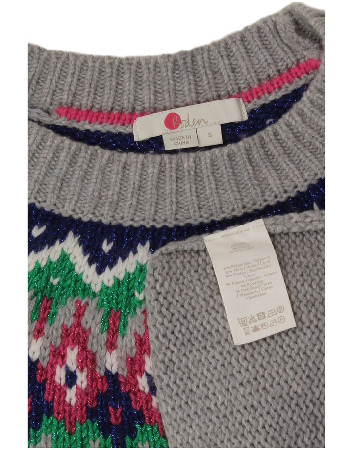 Γυναικείο πουλόβερ Boden Crew Neck Jumper UK 10 Small Grey Fair Isle Polyamide
