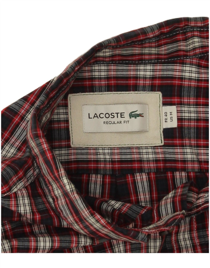 Ανδρικό φανελένιο πουκάμισο Lacoste κανονική εφαρμογή, Μέγεθος 40 Μεσαίο κόκκινο βαμβακερό καρέ