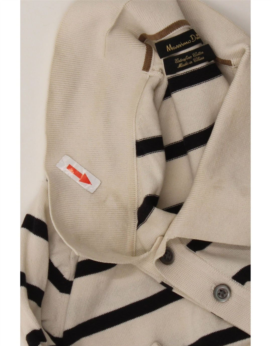 Ανδρικό πουκάμισο πόλο Massimo Dutti, Βαμβακερό μεσαίο λευκό ριγέ