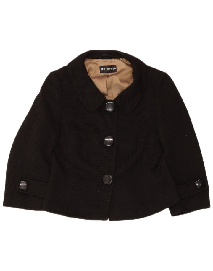 Marks & Spencer Γυναικείο Μπουφάν Blazer με 3/4 μανίκια UK 12 Medium Black