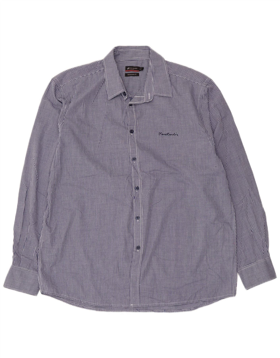 PIERRE CARDIN Ανδρικό πουκάμισο κανονικής εφαρμογής 2XL Blue Gingham Polyester
