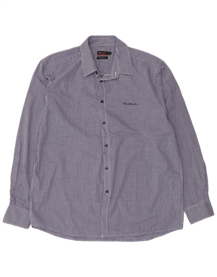 PIERRE CARDIN Ανδρικό πουκάμισο κανονικής εφαρμογής 2XL Blue Gingham Polyester