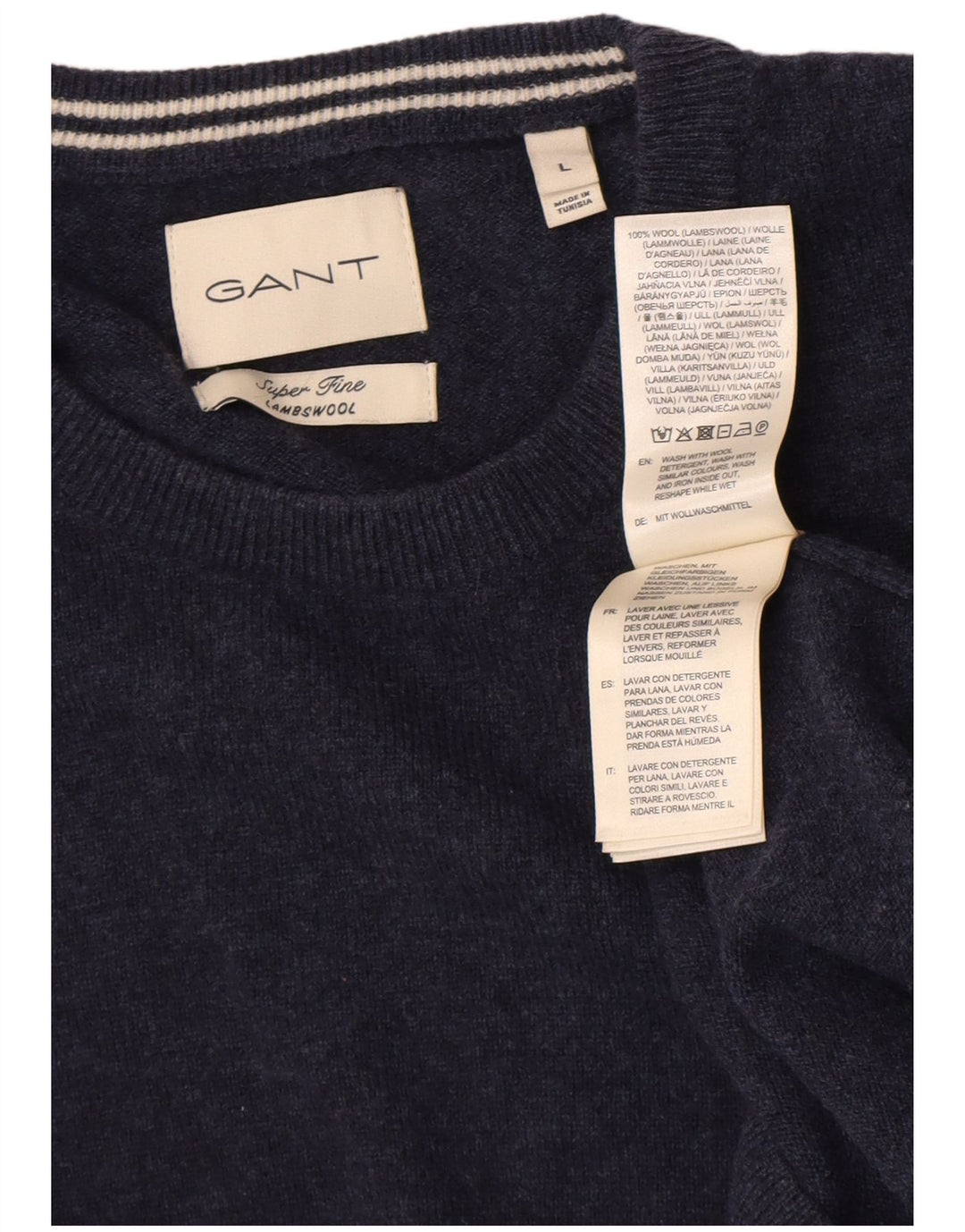Πουλόβερ Gant Mens Crew Neck Jumper Lambswool σε μπλε Navy