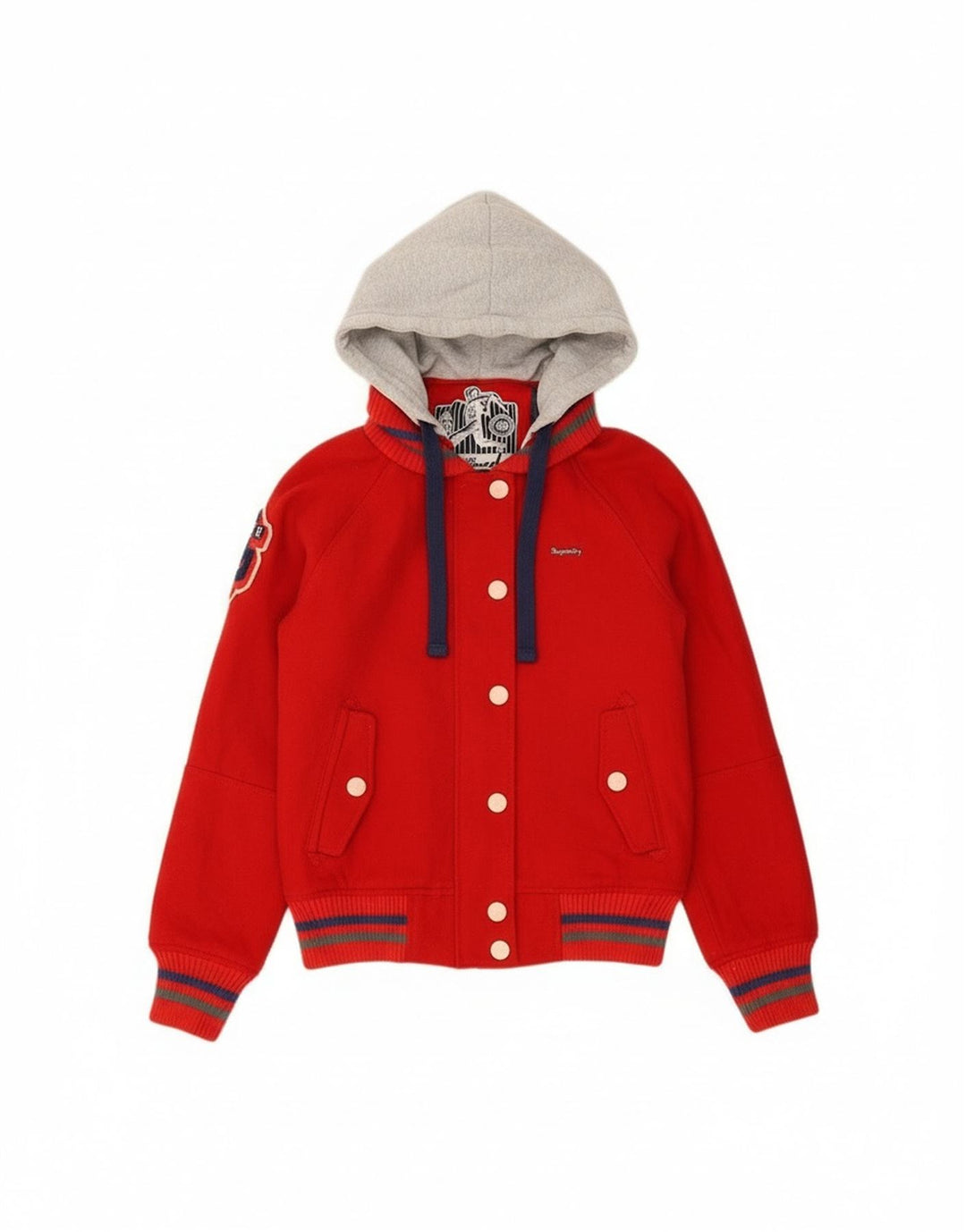 Superdry Γυναικείο Μπουφάν Varsity με κουκούλα UK 16 Large Red Colourblock
