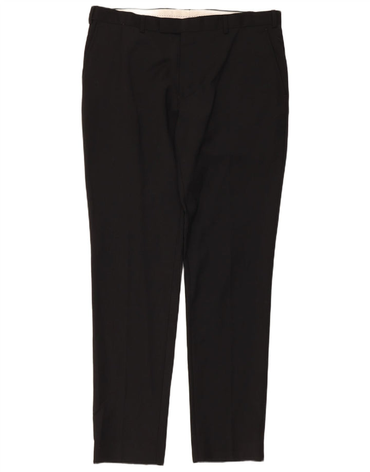 Ανδρικό παντελόνι Dkny Slim Fit Suit W36 L33 Μαύρο μάλλινο