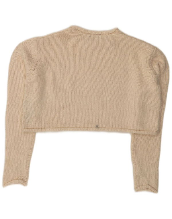 Zara Γυναικείο πουλόβερ με λαιμόκοψη Crop UK 10 Small Off White Ακρυλικό