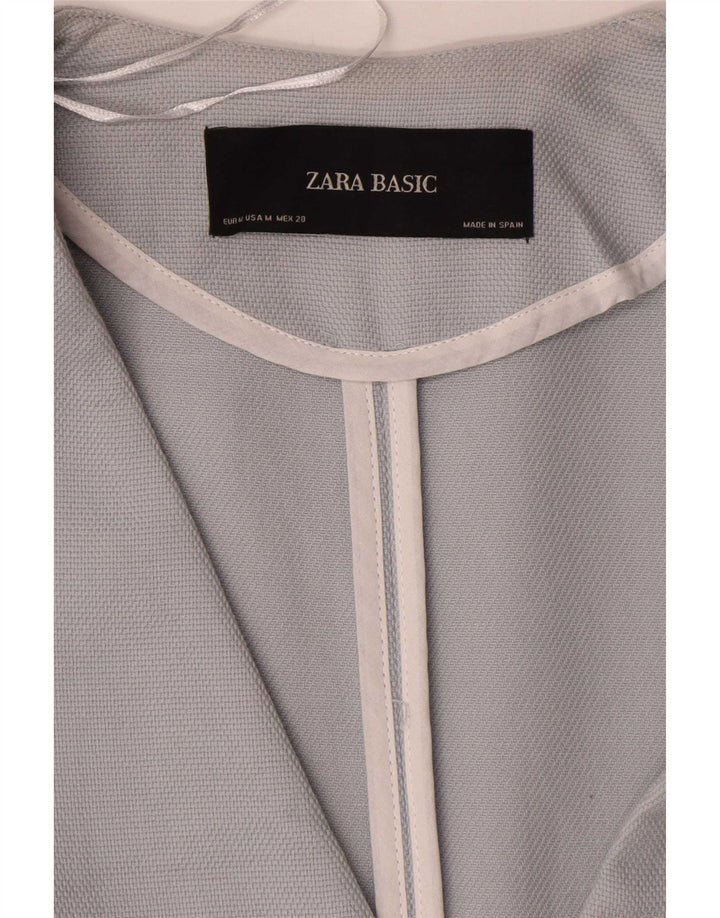 Zara Γυναικείο Longline Μπουφάν 1 Κουμπί Blazer UK 14 Μεσαίο Μπλε Βαμβακερό