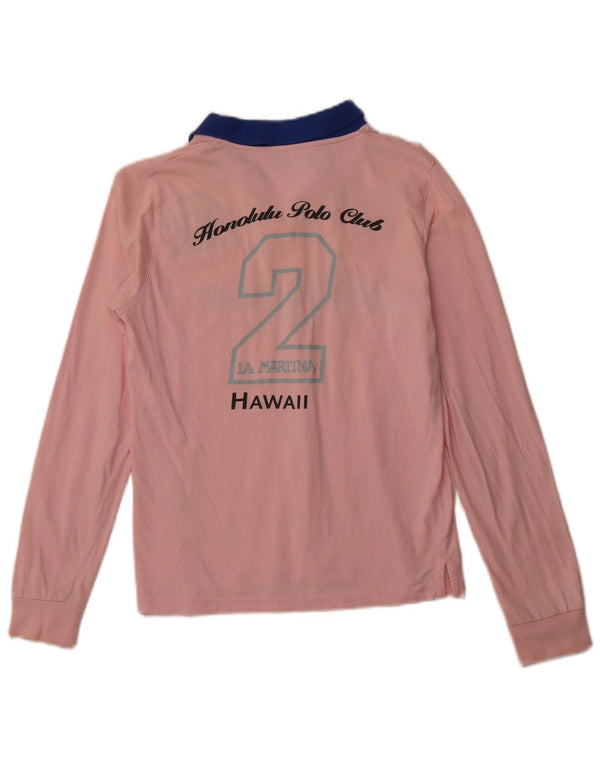 LA MARTINA Γυναικείο μακρυμάνικο πόλο μπλουζάκι Hawaii UK 12 Medium Pink
