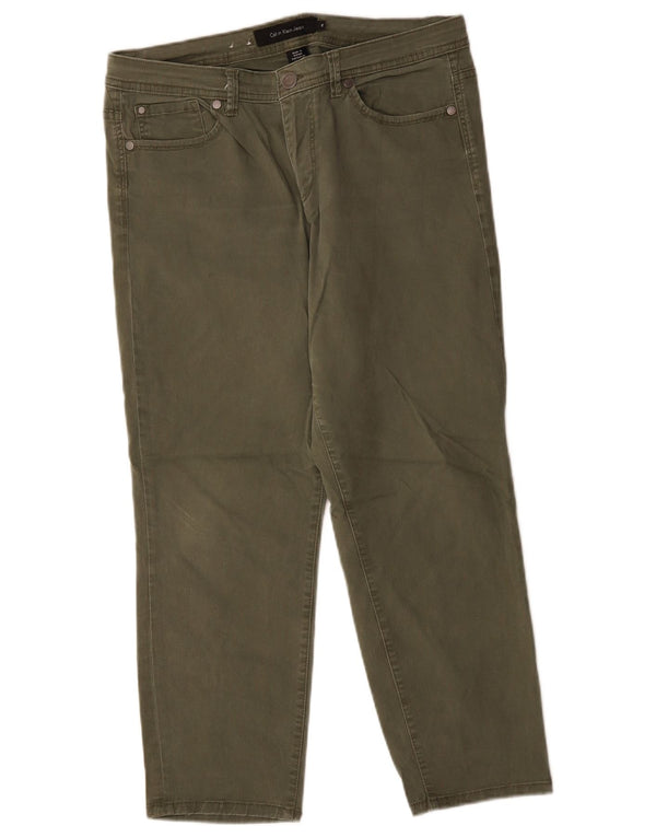 CALVIN KLEIN Γυναικείο ίσιο κομμένο παντελόνι US 12 Large W32 L25 Khaki