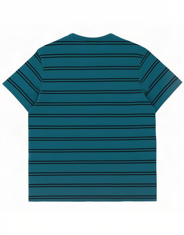 Guess Mens Graphic T-Shirt Top Large Blue Striped Cotton