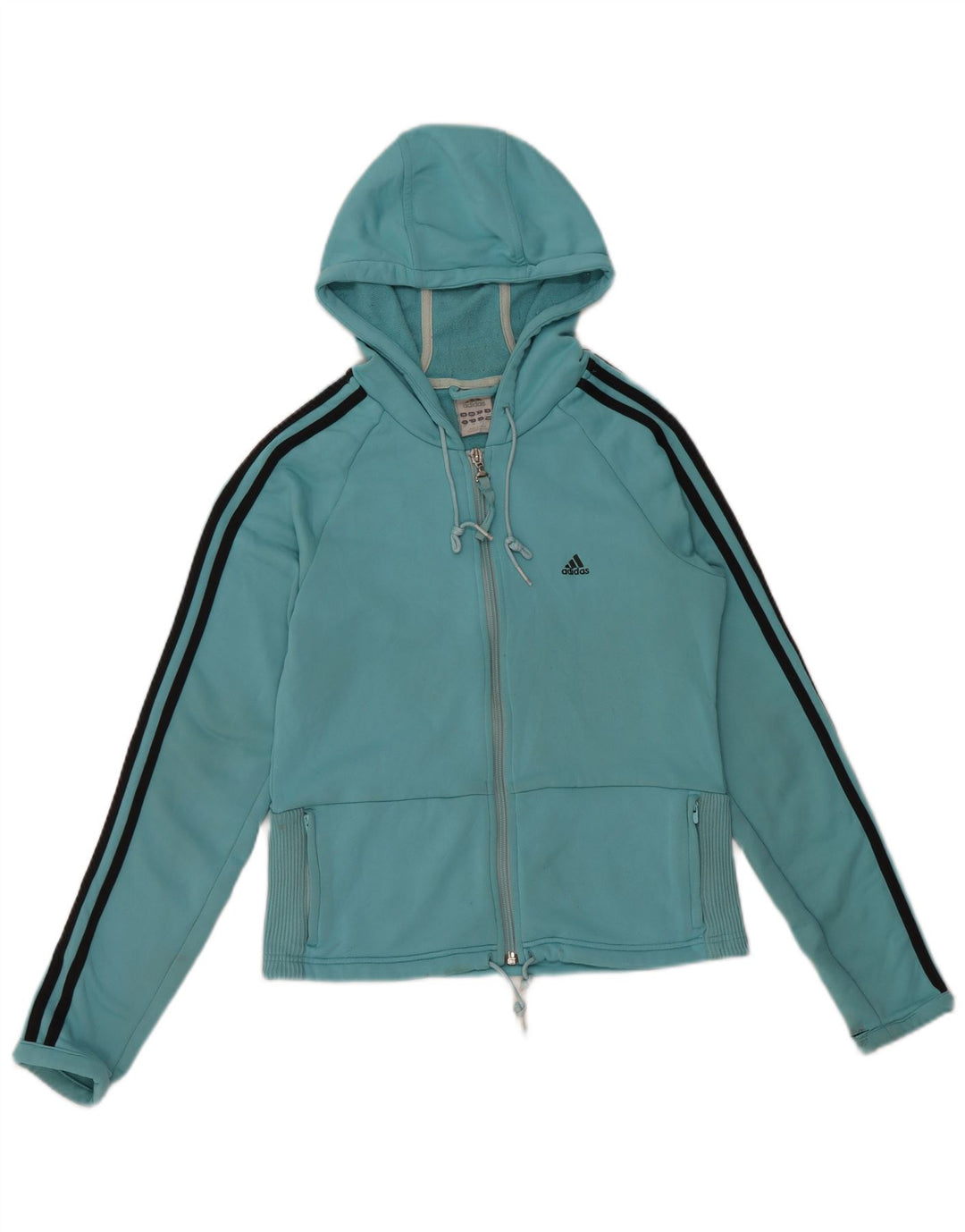 ADIDAS Γυναικείο πουλόβερ με κουκούλα με φερμουάρ UK 14 μεσαίο μπλε πολυεστέρας