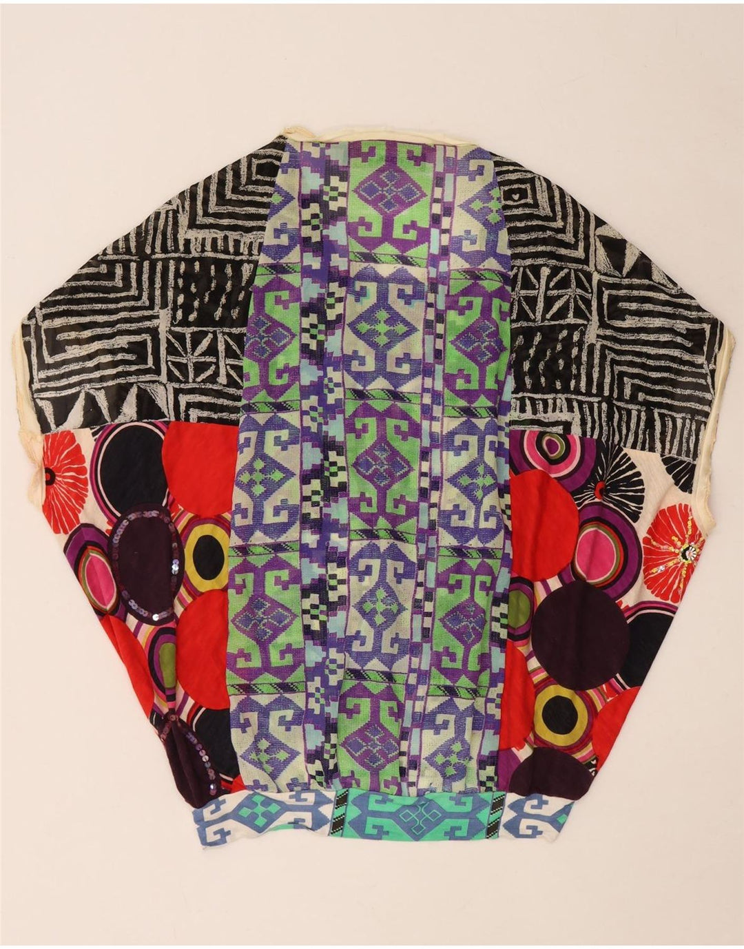 Desigual Γυναικεία Μπλούζα Τοπ UK 14 Medium πολύχρωμο Patchwork Πολυεστέρας