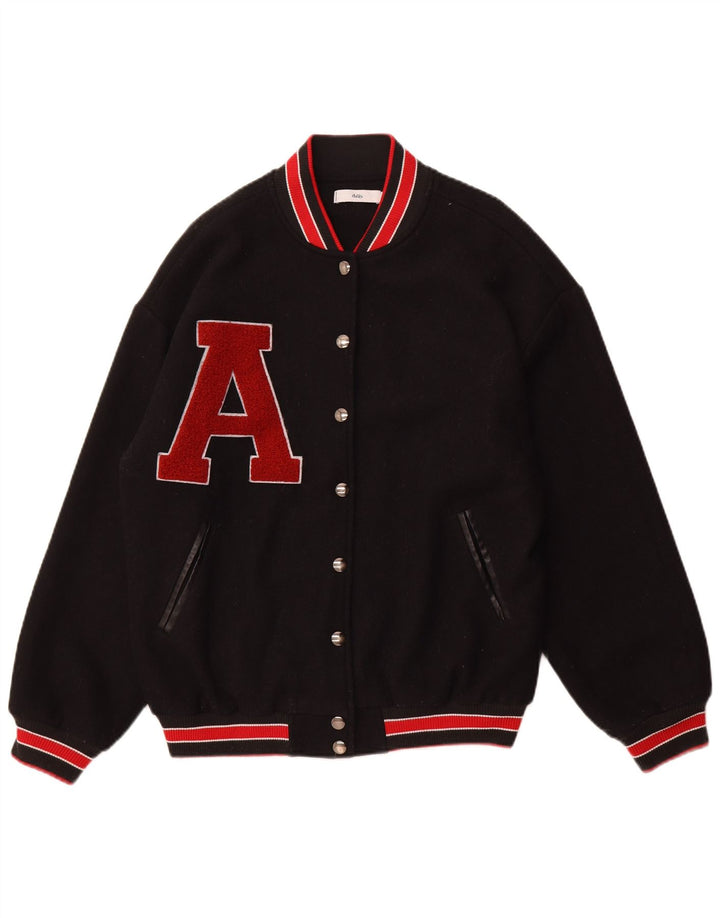 Ανδρικό Vintage Graphic Varsity Jacket UK 38 Medium Black Polyester