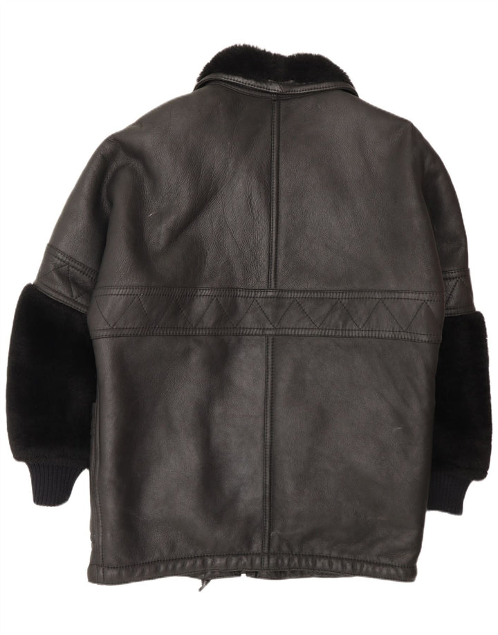 Vintage Ανδρικό Shearling Jacket UK 44 2XL Black Shearling