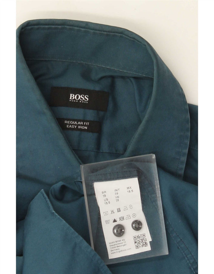 Ανδρικό πουκάμισο Hugo Boss Regular Fit Μέγεθος 39 Μεσαίο μπλε βαμβακερό