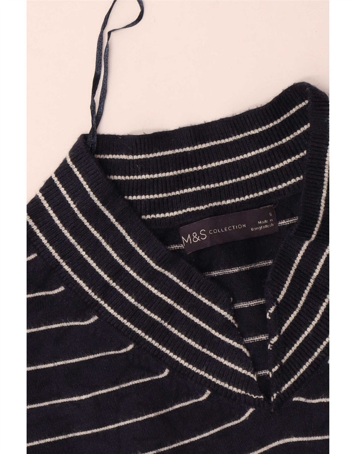 Marks & Spencer Γυναικείο πουλόβερ με λαιμόκοψη σε V UK 10 Small Navy Blue