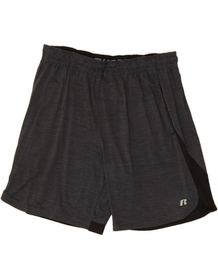 RUSSELL ATHLETIC Mens Sport Shorts Large  Grey Colourblock Polyester Vintage Russell Athletic and Second-Hand Russell Athletic from Messina Hembry 