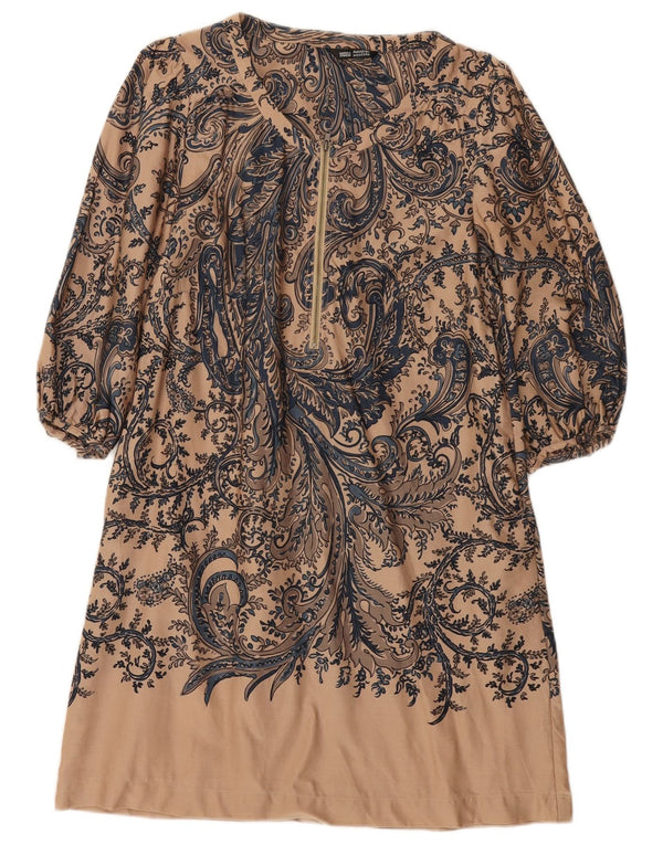 Marks & Spencer Γυναικείο αυτόγραφο φόρεμα A-Line UK 12 Medium Beige Paisley
