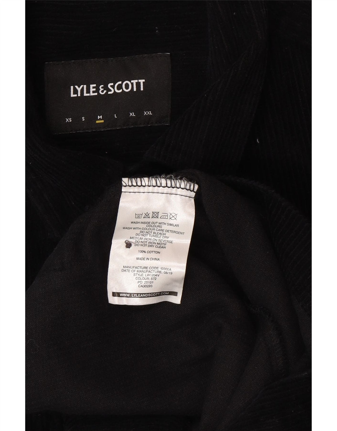 Ανδρικό κοτλέ πουκάμισο LYLE & SCOTT Μεσαίο μαύρο βαμβακερό