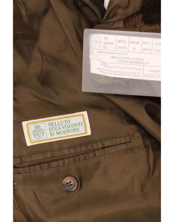 Velluto Duca Visconti Ανδρικό σακάκι κοτλέ σακάκι με 3 κουμπιά UK 42 XL Χακί