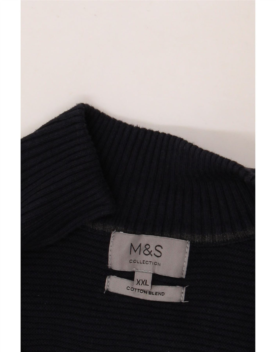 MARKS & SPENCER Ανδρικό πουλόβερ ζακέτα 2XL Navy Blue Cotton