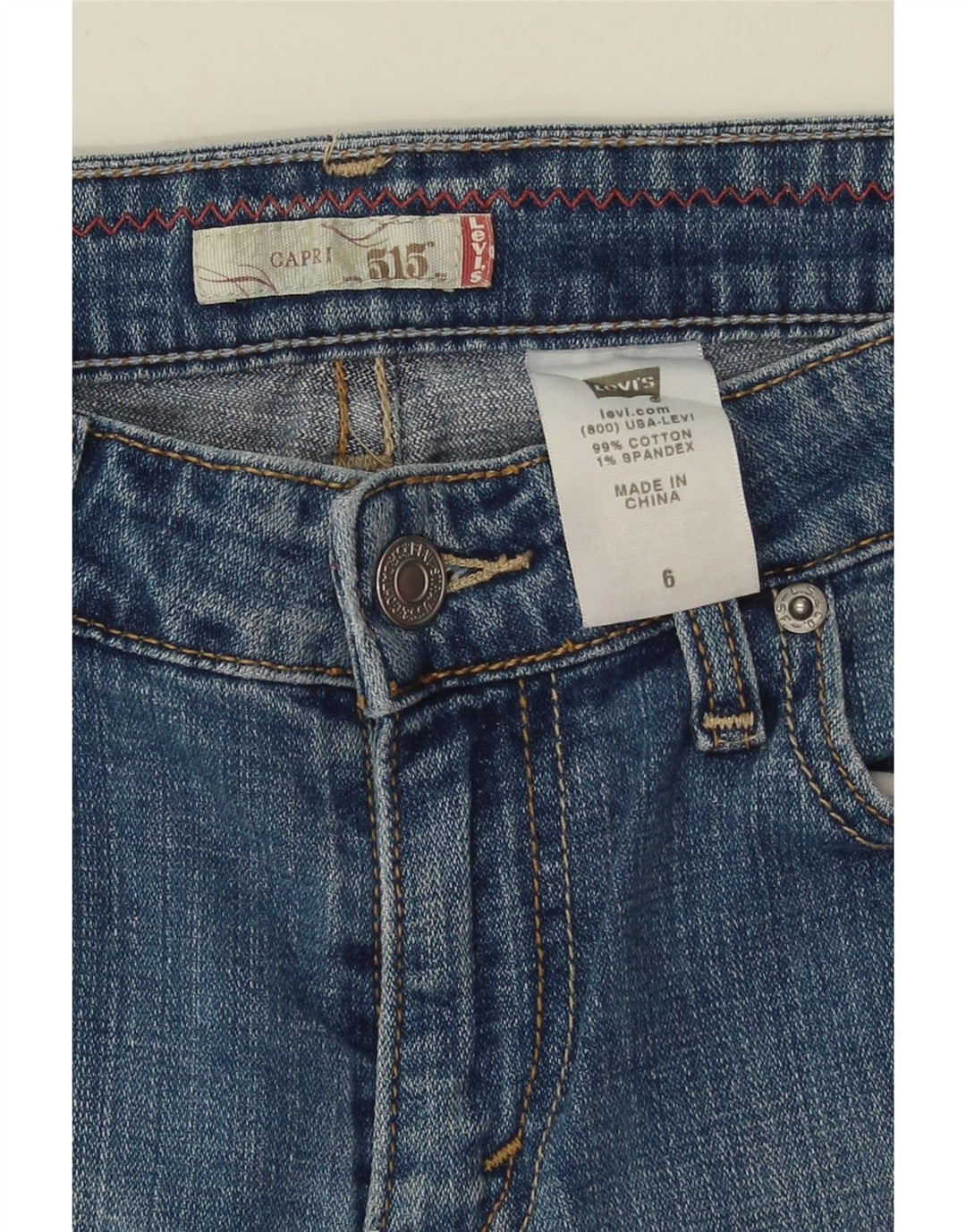 LEVI'S Womens 515 Capri Jeans US 6 Medium W30 L17 Blue Cotton Vintage Levi's and Second-Hand Levi's from Messina Hembry 