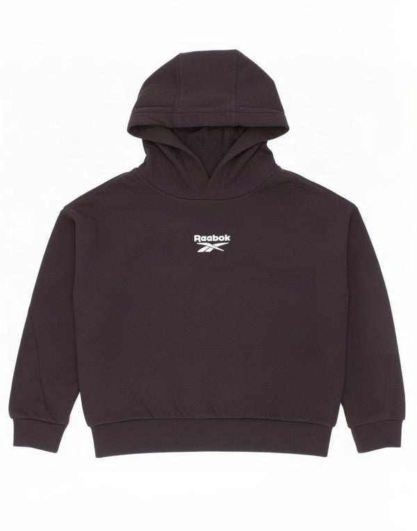 Reebok Girls Hoodie Jumper 6-7 Years Black Colourblock Βαμβακερό
