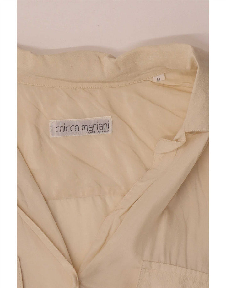 Vintage γυναικείο πουκάμισο oversized μπλούζα UK 14 Medium Off White