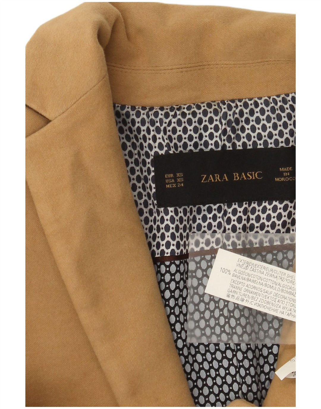 Zara Γυναικείο μπλέιζερ 1 κουμπιού μπουφάν UK 6 XS καφέ βαμβακερό
